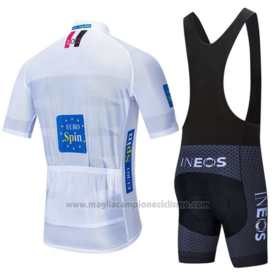 2020 Abbigliamento Ciclismo Ineos Bianco Nero Manica Corta e Salopette